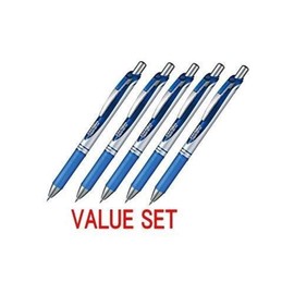 2 Set X Pentel EnerGel Deluxe RTX Retractable Liquid Gel Pen - 0.7mm - Fine Line - Metal Tip - Blue Ink - Total 10 Pens Set