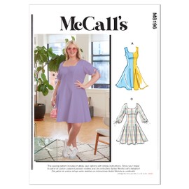 McCall's Misses' Fit and Flare Dress Sewing Pattern Kit, Code M8196, Sizes 8-10-12-14-16, Multicolor