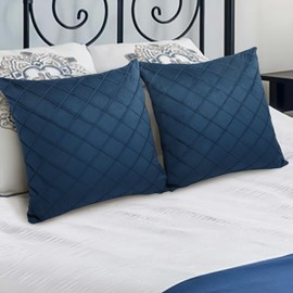 Betadistor Cushion Cover Blue Velvet Decorations Lovers Floral Gifts for Women Her Valentine's Day Decor Home Throw Pillow Case for Garden Livingroom Couch Patio Sofa 18X18 Set 2, Blue, 522-0470