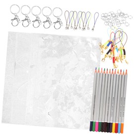 DOITOOL 1 Set Sheet Heat Shrink Keychain Kit DIY Craft Supplies with Shrink Film Instructions for Easy Custom Keychains Safe Versatile Art Supplies for Creations