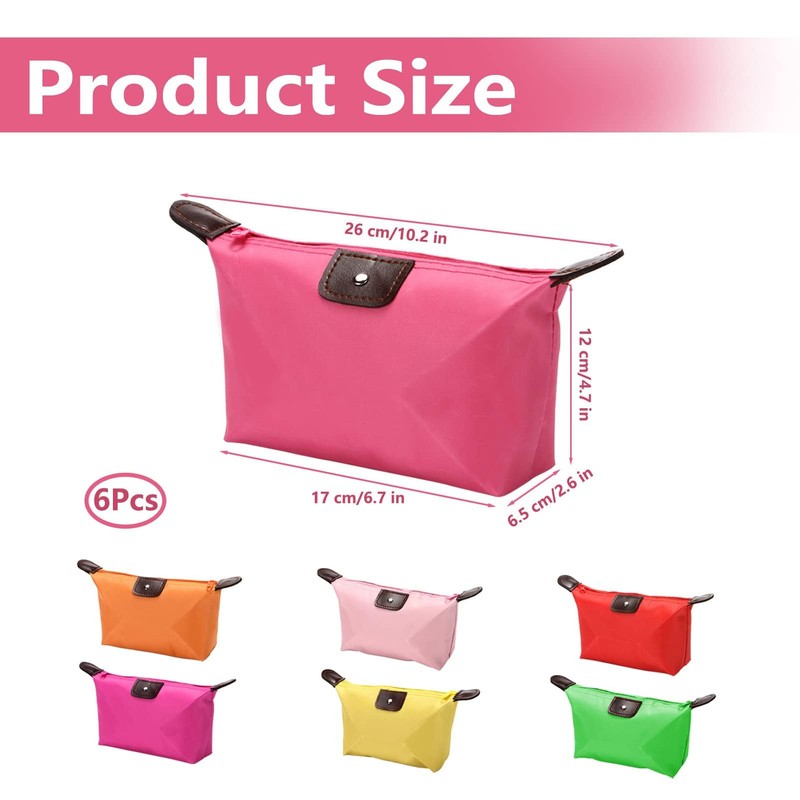 JLNGTHONG 6 Pieces Cosmetic Pouch, Dumpling Shape Makeup Pouch Travel