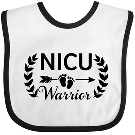 inktastic NICU Warrior with Arrow and Baby Footprints Baby Bib White and Black 37d7b
