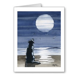 DJ Rogers Fine Art Black Lab - To The Moon And Back - Set of 10 Note Cards With Envelopes