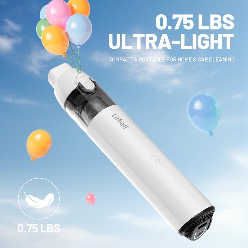 LiTHELi Handheld Vacuum Cordless, 10,000Pa Powerful Suction with Rechargeable U-Battery,