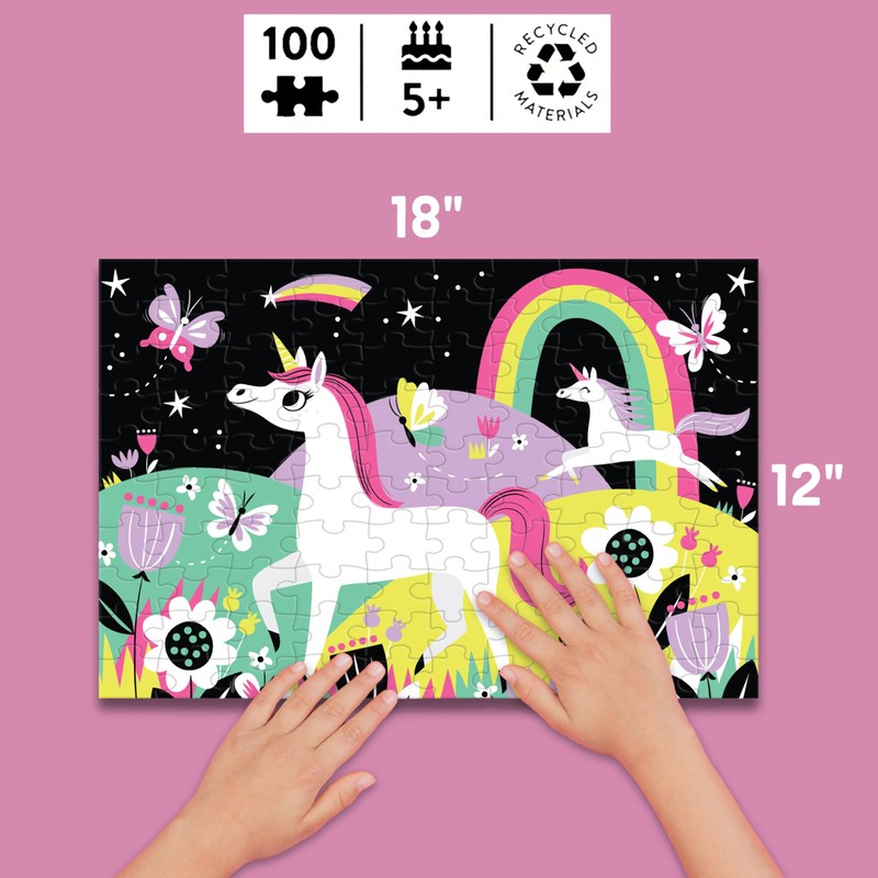 Mudpuppy Unicorns – 100 Piece Glow In The Dark Jigsaw