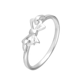 Sterling Silver Ribbon Bow Ring Size J