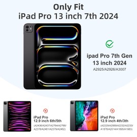 Vobafe Vobafe Case for iPad Pro 13 inch (M4) 2024 with Pencil Holder, Trifold Stand, TPU Flexible iPad Pro 13 Back Cover Case, Fully Supports Pencil Pro and Pencil (USB?C), Auto Sleep/Wake, Blue Grey