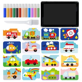 Generic Sand Painting Kit for Kids | 12 Colors, 16 Peel & Sprinkle Pictures, 1 Tray, 1 Brush | Non-Foldable