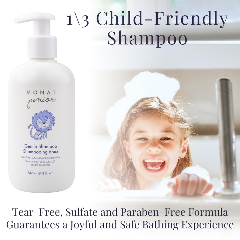 MONAT Junior Gentle 3-in-1 Hair Care System - Shampoo, Conditioner,