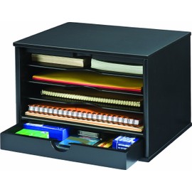 Victor Wood Midnight Black Collection, 4-Shelf Desktop Organizer, Black, (4720-5)