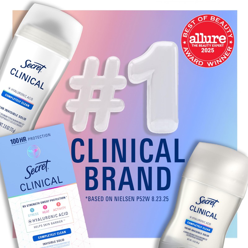 Secret Clinical Strength 100HR Sweat & Odor, Invisible Solid Antiperspirant