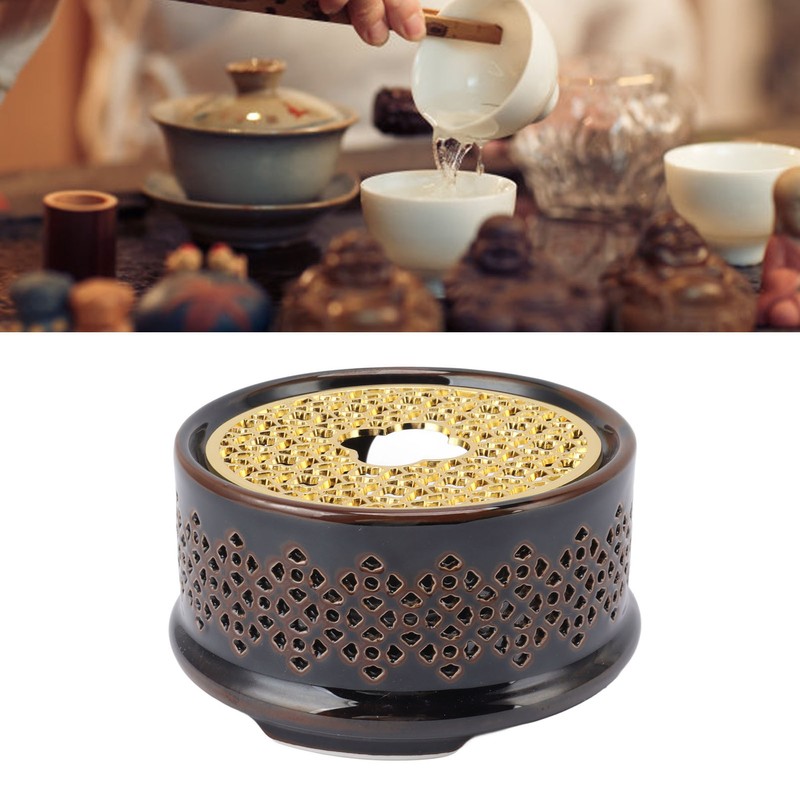 Teapot Warmer Tea Coffee Warmer Base Ceramic Heater with Spoon