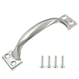 Piutouyar 4 Pcs Silver Pull Handles, Vintage Style Barn Door Handles Metal Gate Pull Handle Cabinet Handles for Drawer, Dresser, Cupboard, Closet (4 Inch Length)