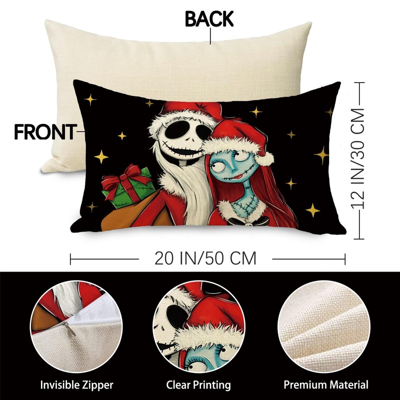 Pycat Christmas Jack Lumbar Decorative Throw Pillow Cover 12 x