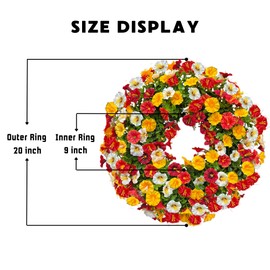 Fall Wreaths for Front Door 20 Inch, Autumn Wreaths with Petunia Morning Glories for Outdoor Indoor Outside, Home Door Porch Wall Farmhouse Thanksgiving Day Harvest Celebration (Deep Autumn)