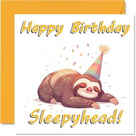 Sloth Birthday Cards - Sleepy Animals - Happy Birthday Card for Son Daughter Brother Sister Grandson Granddaughter Niece Nephew Cousin, 145mm Bday Greeting Cards