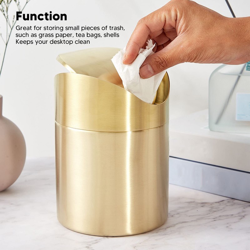 Mini Countertop Trash Can, Stainless Steel Desktop Trash Cans Swing