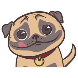 Cute Pug Vinyl Decal Stickers 2-Pack - Waterproof Car Window Stickers for Vehicles Trucks SUV - Funny Dog Laptop Bumper Decals#B079