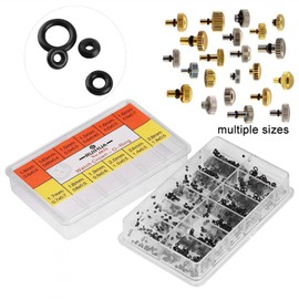 Watch Crown O Rings with Box, Watch Repair Kit, 12 Sizes Rubber Washer Watches Crown Head O-Rings Waterproof Sealing Washer Ring Box Set for Repairing Watches Black
