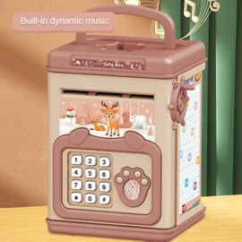 Urhomy Electronic Piggy Bank for Kids Mini Bank ATM Piggy Bank Money Automatic Encryption Open Music Cash Coin Storage Cash Safe Mini Safe Electronic Coin Bank Box Money Saving Kids Toy Birthday Christmas Gift (Pink)