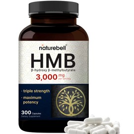 NatureBell HMB 3,000 mg Per Serving | 300 Capsules, 3X Triple Strength HMB Beta-Hydroxy Beta-Methylbutyrate Supplement – Lean Muscle Mass & Recovery Support – Non-GMO