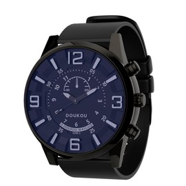 DOUKOU Men's Watches Analog Watch Timepiece Minimalist Waterproof Wrist Watch Fashion Easy Read Adjutable Silicone Strap Sapphire Glass Watch Round 3D Numeral Dial Simple Watch for Men - Color: Black