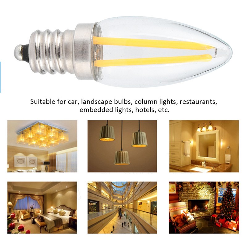 10Pcs E12 Long Filament Small LED Light Bulbs Dimmable Lamp
