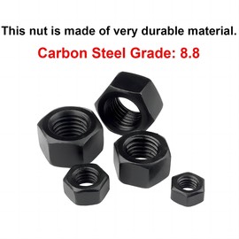 Qrity Pack of 20 Hex Nuts M4 Black Hex Nuts Security Nuts Steel Hex Nuts Screw Nut Nuts for Residential Industrial Buildings Repairs