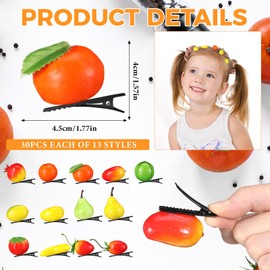 Luinabio 30 Pcs Bean Sprout Hair Clips Mixed Style Plant Hairpins Flower Plant Hair Clip Little Grass Barrette Butterfly Headwear Hair Accessories for Women Girl School Home Party (Fruits)