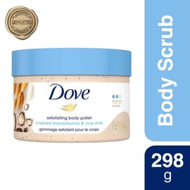 Dove Scrub Macadamia & Rice Milk Reveals Visibly Smoother Skin Body Scrub That Nourishes Skin 10.5 oz