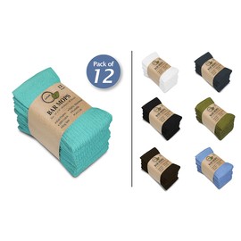 Softolle Bar Mop Towels, Pack of 12, 16x19 Inches, 100% Cotton, Crimson, Multi-Purpose for Home, Kitchen and Bar Cleaning