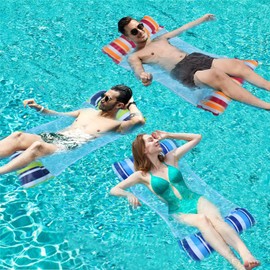 Inflatable Pool Floats,3 Pack Meegoo Multi-Purpose Water Hammock Lounge, Portable Swimming Pool Hammock Drifter Chair for Adults Vacation Fun and Rest