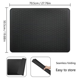 Puliyunxiang Silicone Stove Top Cover Mat, 28"x20" Silicone Electric Stove Top Protector, Heat Resistant Glass Cooktop Cover, Range Covers for Electric Stove, XL Dish Drying Mat for Kitchen (Black)