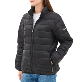 Alpine Swiss Amy Womens Lightweight Puffer Jacket Water Resistant Down Alternative Packable Coat Black Small