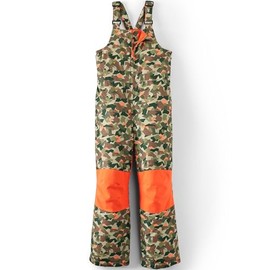Lands' End Kids Iron Knee Insulated Winter Snow Bibs Green Orange Geometric Print Kids Large