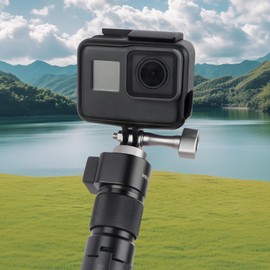 Mechrig Camera Adapter, CNC Aluminum Mount with 1/4" Screw Hole for HERO13-8/Insta360/DSLR, 360° Adjustable Clamp for Helmet/Tripod/Motorcycle -61039