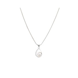Vurmashop 925 Sterling Silver Shiva Eye Pendant Necklace Saint Lucia Stone Small Pendant White Women Jewelry, Silver, Stone of Saint Lucia - Eye of Shiva