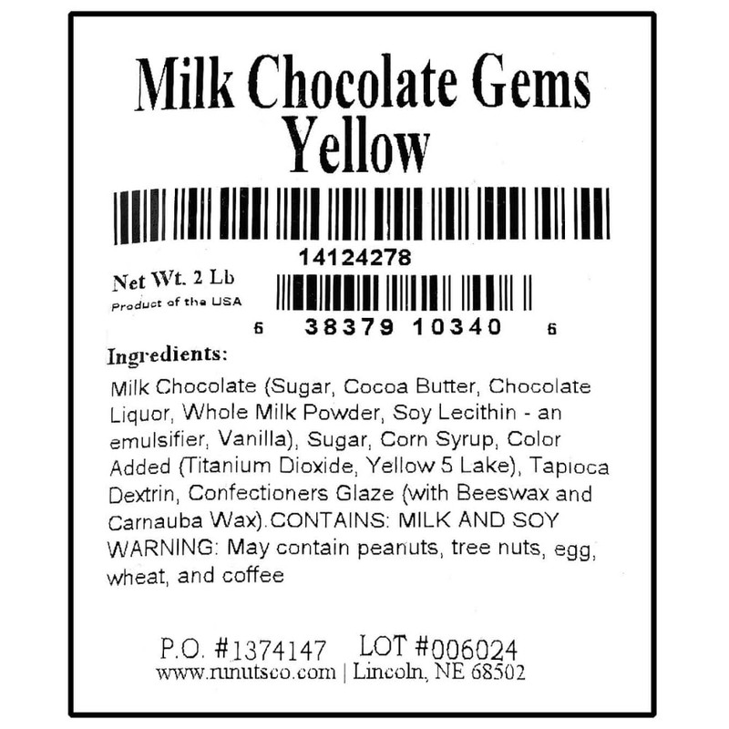 Fun Express Milk Chocolate Gems Yellow, Bulk 1088 Pc