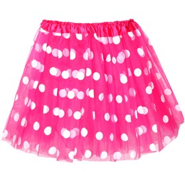 Hestya Tutu Skirts for Women Carnival Costume Polka Dot Tutu Made of Multilayer Tulle Ballet Skirts Accessory for Women Fancy Dress Birthday Christmas 80s Party Accessories Cosplay, Pink, White