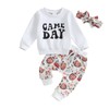 CIYCUIT 3Pcs Baby Girl Football Outfits Letter Print Sweatshirt +