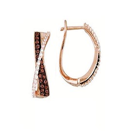 Brandy Diamondorables 18k Rose Gold Silver Chocolate brown Beautiful Crossover Hoop Earrings 1.00 Ctw.