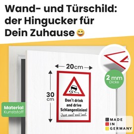 DankeDir! Don't Drink & Drive Snake Lines Sign 30 x 20 cm Funny Saying Birthday Gift Party Decoration Gift Idea Birthday Decoration Party Alcohol JGA Gift