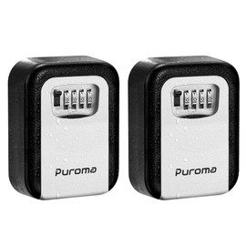 Puroma Security Key Lock Box, 4-Digit Combination Waterproof Safe Storage Lockbox with Code Wall Mount Large Capacity for Outdoor Outside House Dorm Office ID Card (Black & Gray)