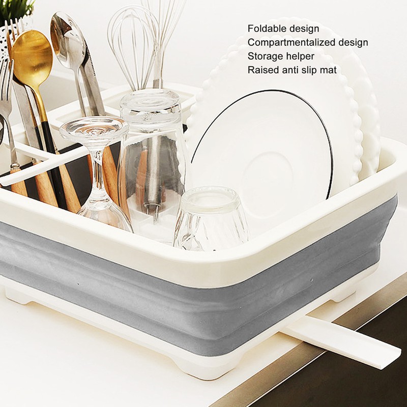 Collapsible Dish Drying Rack Space Saving Foldable Portable Dinnerware Drainer
