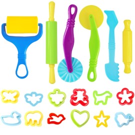 Play Dough,Playdough Set,18 Pcs Playdough Accessories,Smart Clay Playdough Sets Rollers Cutters Extruders Kit,Kids DIY Creation Play Dough Set for Toddlers Boys Girls