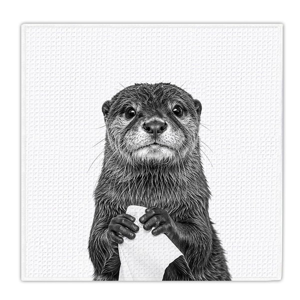 Threegoat 13x13 Cute Otter Kitchen Towels 1 Set, Funny Otter