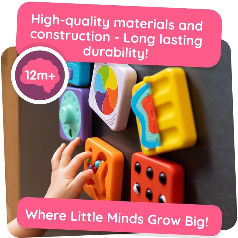Fat Brain Toys PlayTab Essentials, Modular Sensory Activity Board, Busy