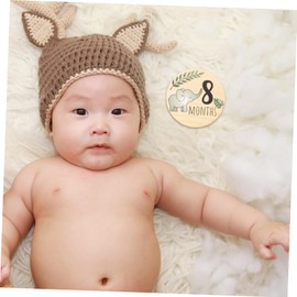 Kisangel 7Pcs Month Milestone Wooden Discs Smooth Safe Photo Prop Cards for Newborn Growth Announcement and Monthly Girl Markers