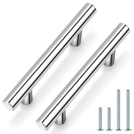 Probrico 30 Pack Polished Chrome Cabinet Pulls 3 Inch Hole Center, Stainless Steel T Bar Kitchen Drawer Pulls Cabinet Handles, 5 Inch (128mm) Length