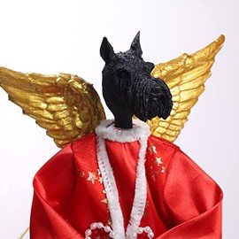 Giant Schnauzer (Black) Angel Tree Topper - RED Dress